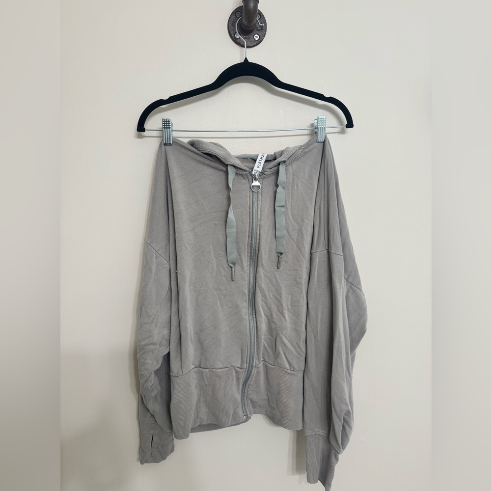 Athleta Taupe Zip-Up Hoodie size L